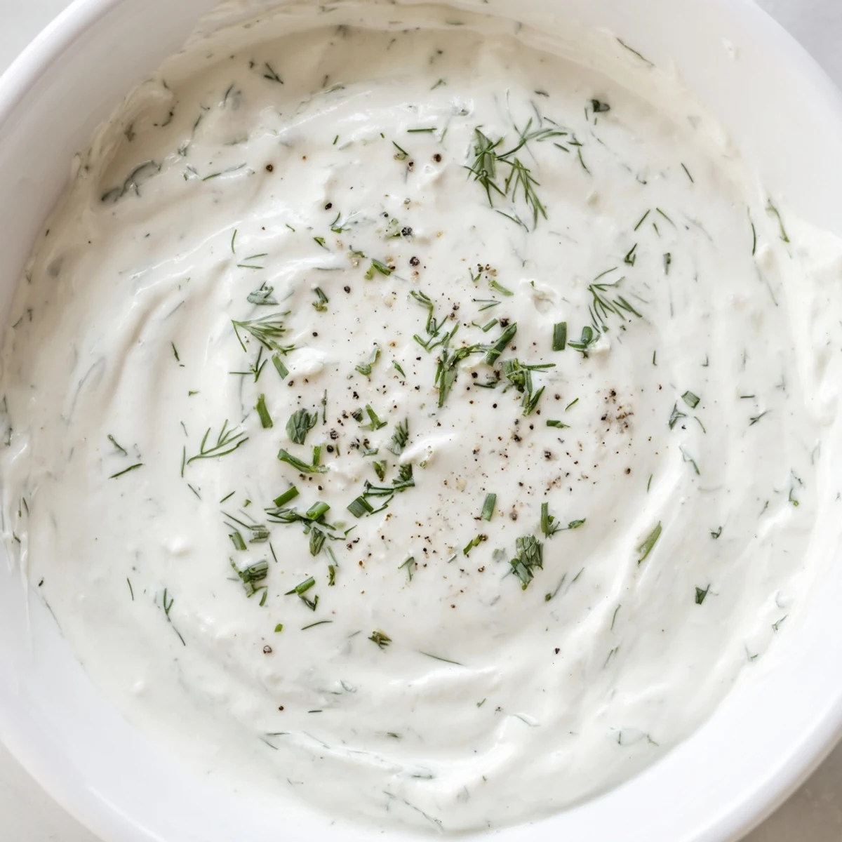 Creamy Greek Yogurt Ranch Dip, studded with vibrant green herbs, ready for dipping crisp vegetables.
