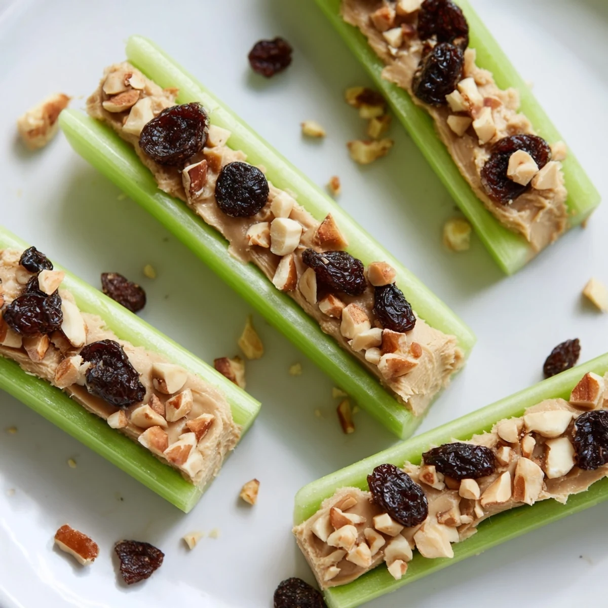 Crisp celery sticks filled with creamy peanut butter, a delightful snack, ready to enjoy.