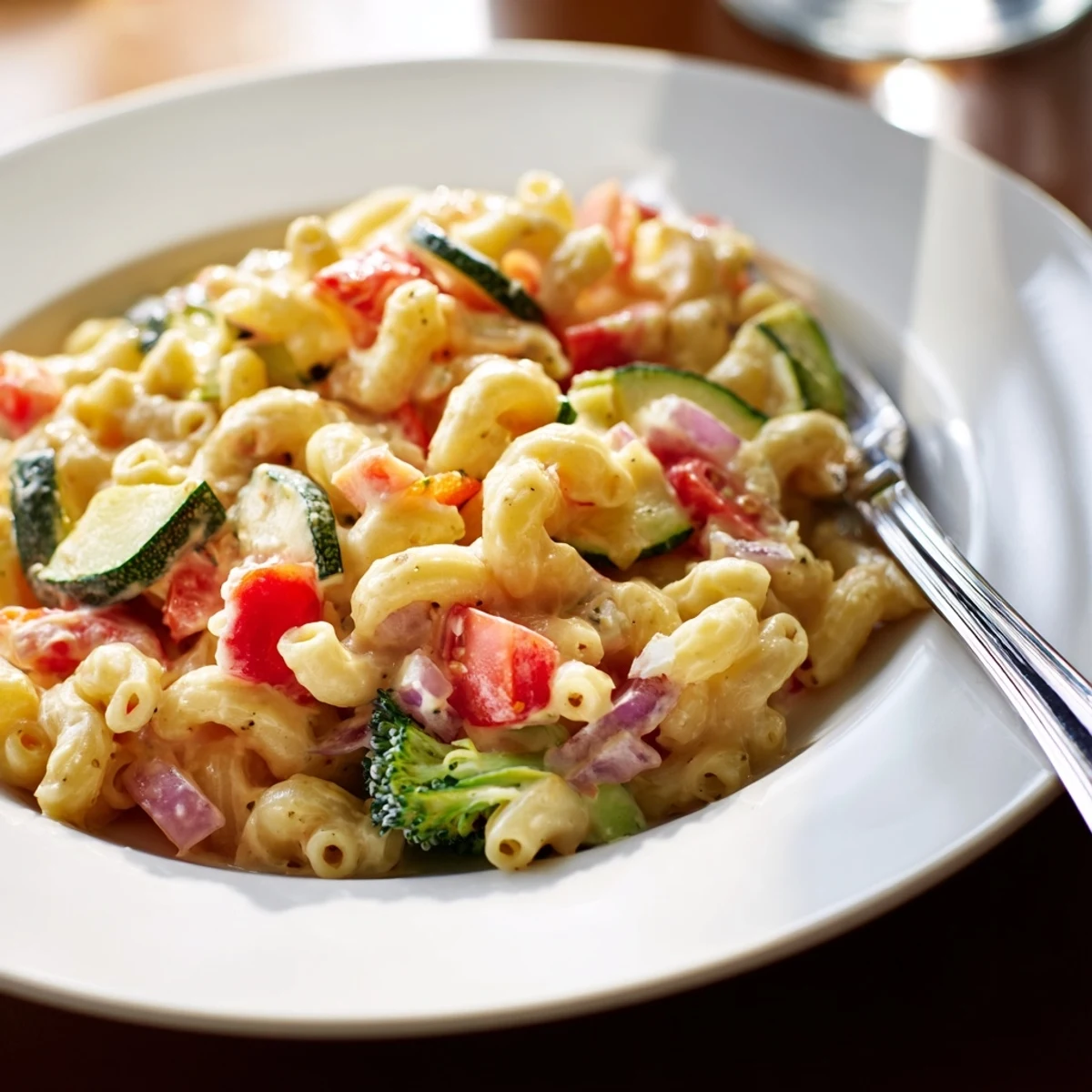 Savory roasted vegetables and melted cheese swirls in this easy, comforting homemade Roasted Veggie Mac & Cheese.