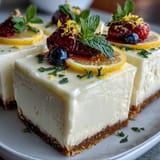 Creamy skyr lemon cheesecake bars, no-bake and refreshingly tangy.