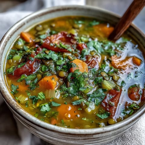 Steaming bowl of homemade Mung Bean Soup with carrots and cilantro, served with naan.