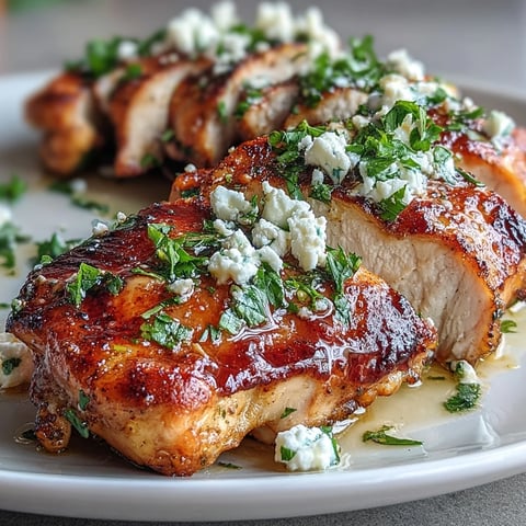 Golden-brown Greek Chicken with Lemon and Feta sizzling in a skillet with fresh parsley and lemon wedges.