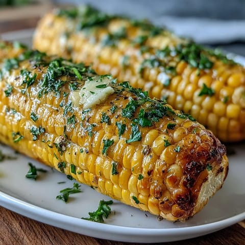 Perfect Microwave Corn on the Cob in 5 Minutes: Two golden ears of corn, still in their bright green husks, steaming gently on a white plate, ready for a quick and delicious side dish.