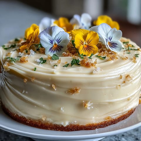Elegant lemon layer cake for baby showers, featuring fresh lemon zest and a delicate floral garnish.  