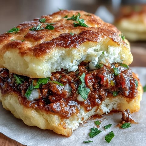 Fluffy cloud bread tacos filled with seasoned ground beef taco meat and fresh pico de gallo for a low-carb twist.