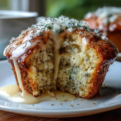 Enjoy fluffy Lemon Poppy Seed Muffins topped with sparkling sugar and bright lemon drizzle.