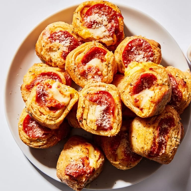Bite-sized Air Fryer Pizza Rolls with melted cheese and pepperoni, ready for a delicious snack.