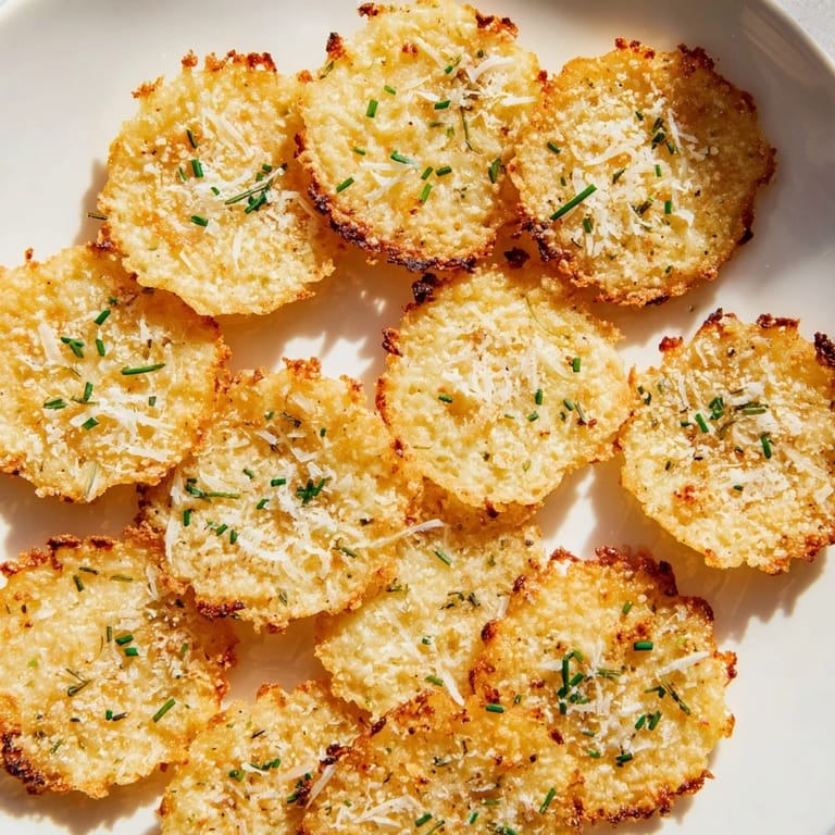 Perfectly browned Cottage Cheese Chips, a flavorful, high-protein snack, fresh from the oven.
