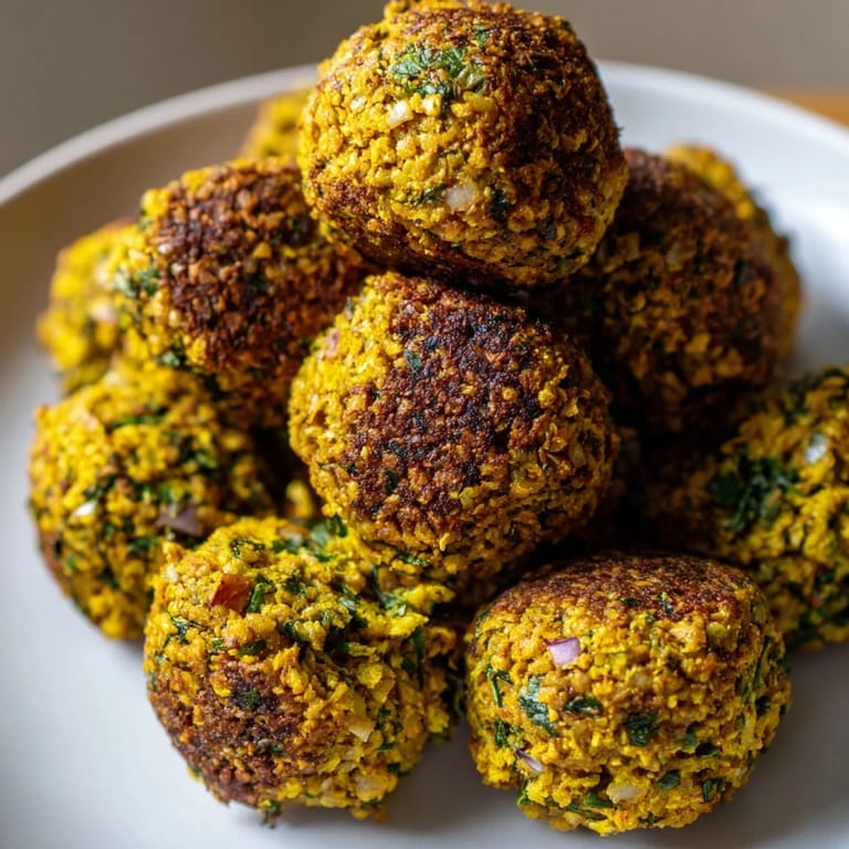 Perfectly formed, savory Levantine falafel balls, boasting aromatic herbs and spices, ideal for a vegan appetizer.
