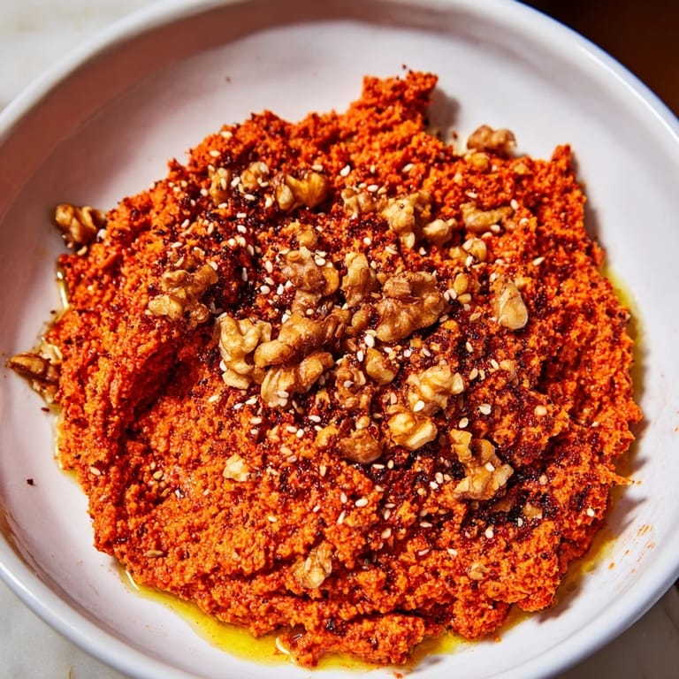 Roasted red peppers and walnuts make this tangy Syrian Muhammara dip deliciously irresistible to taste!