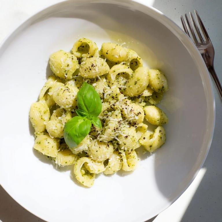 Freshly blended avocado pesto sauce coats tender macaroni in this Creamy Avocado Pesto Mac, creating a vibrant green, velvety, and comforting main dish.