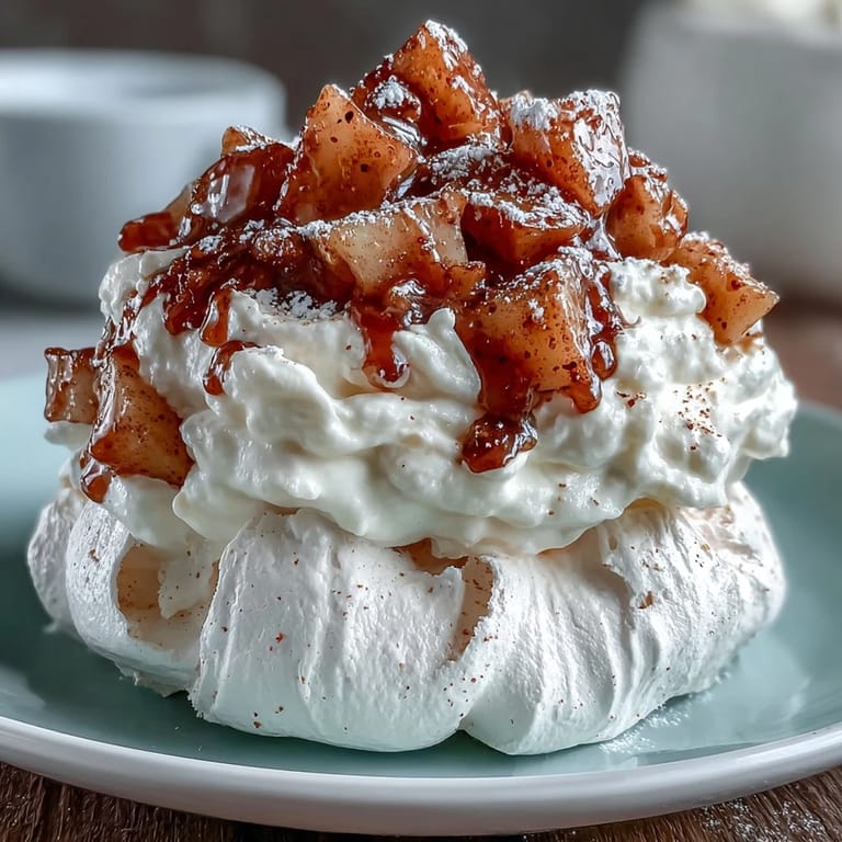 Close up of Mini Hot Toddy Pavlovas with crisp meringue, cinnamon, and lemon zest garnish.