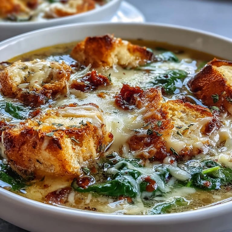 Hearty Garlic Parmesan Chicken Soup steaming in a rustic bowl, topped with fresh parsley and cheese, perfect for cold nights.
