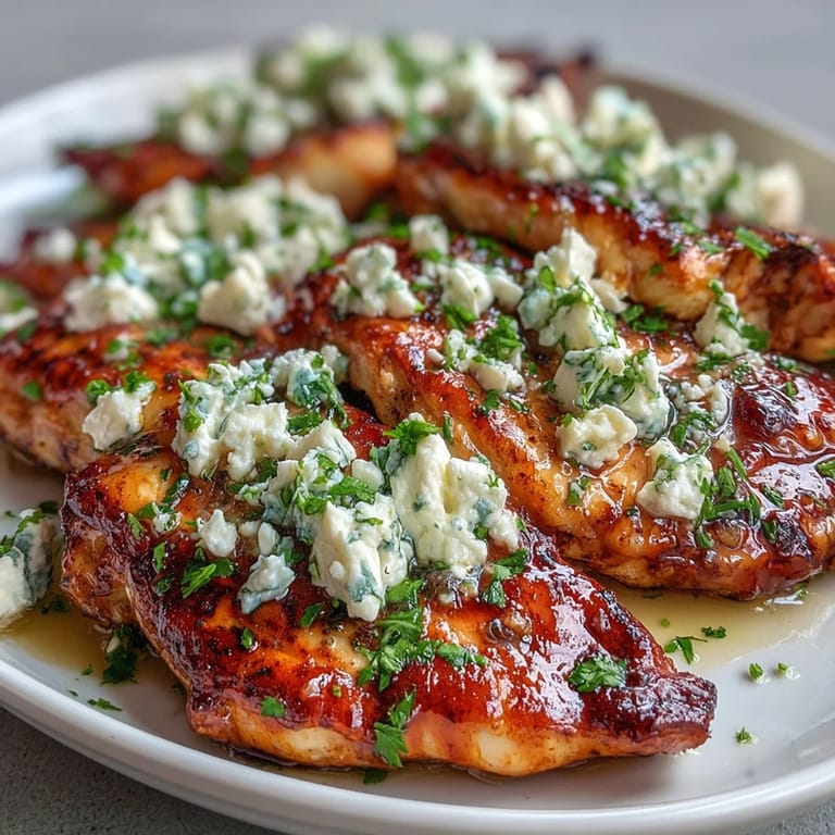 Sliced juicy Greek Chicken with Lemon and Feta served over greens on a rustic dinner table.