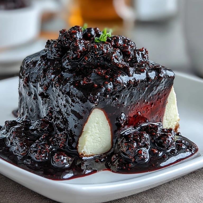 Vibrant Black Currant Sauce simmering in a small saucepan with fresh berries nearby.