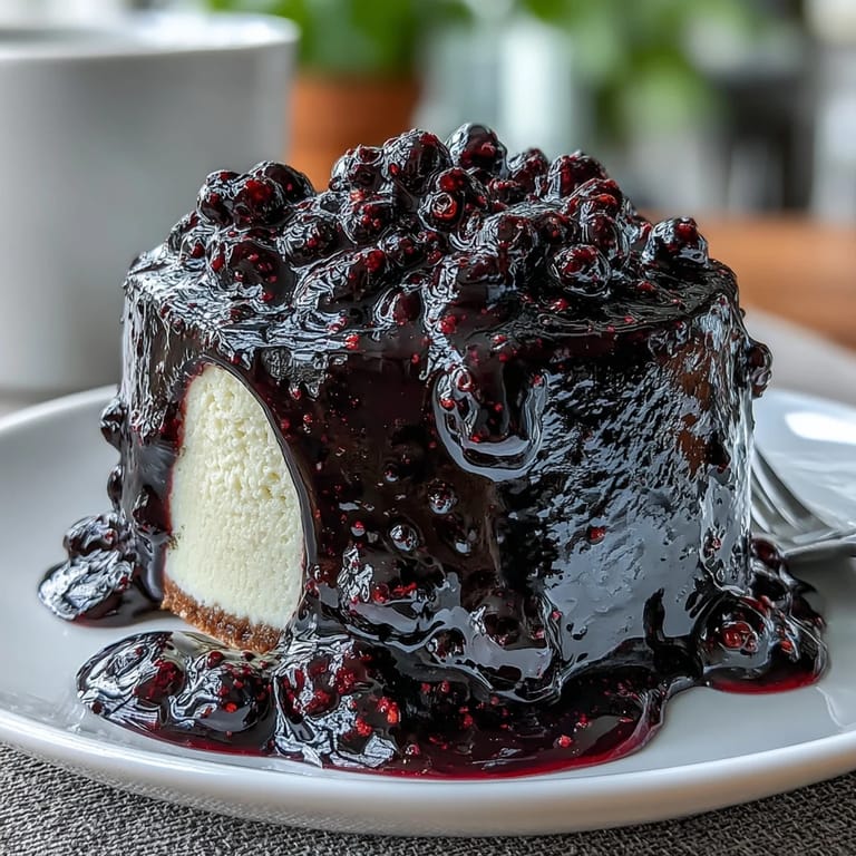 A small glass jar filled with rich purple Black Currant Sauce, ready for panna cotta.