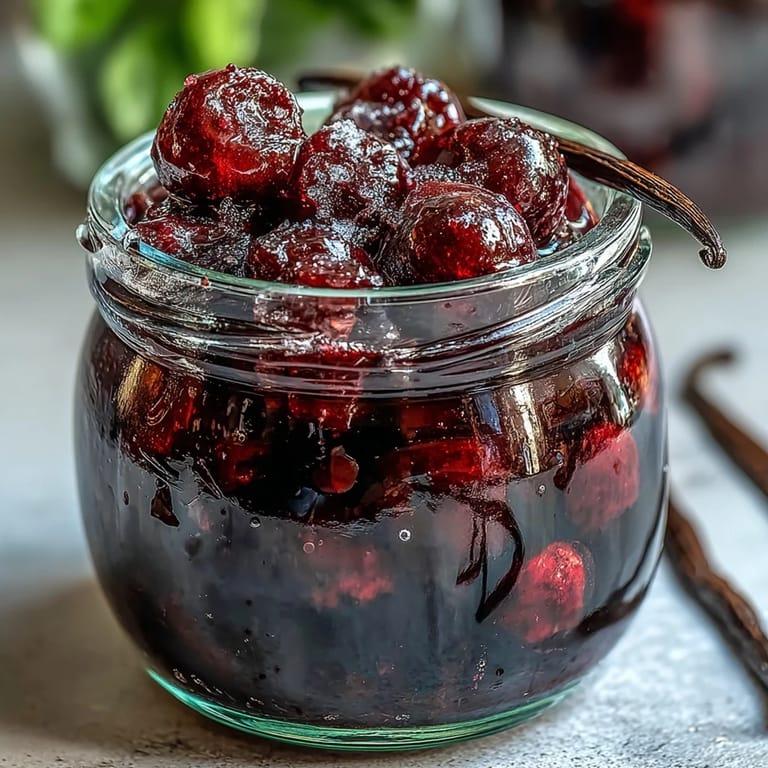 Chilled flute of Kir Royale topped with Crème de Cassis sits beside fresh blackcurrants and a vanilla bean.