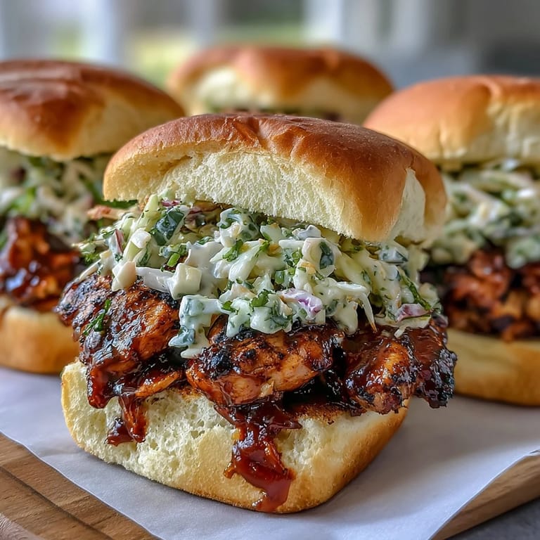 Festive 4th of July BBQ chicken sliders served with crisp coleslaw on toasted buns, perfect for backyard cookouts and gatherings.