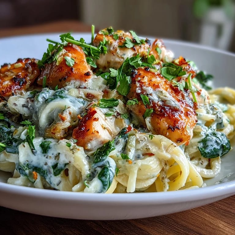 A close-up of Lemon Orzo with Chicken and Spinach, featuring tender chicken, bright lemon zest, and wilted spinach over creamy pasta.