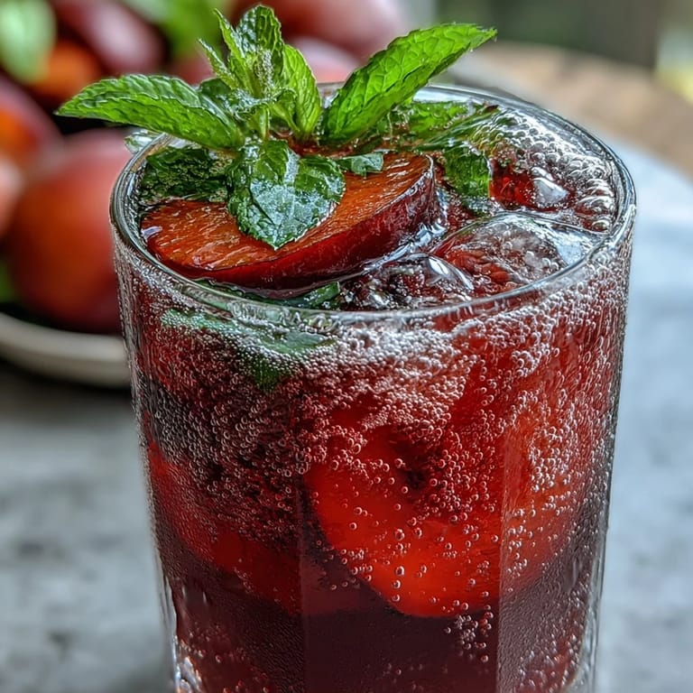 Chilled hibiscus mint lemonade with sparkling water, garnished with mint sprigs and citrus slices.