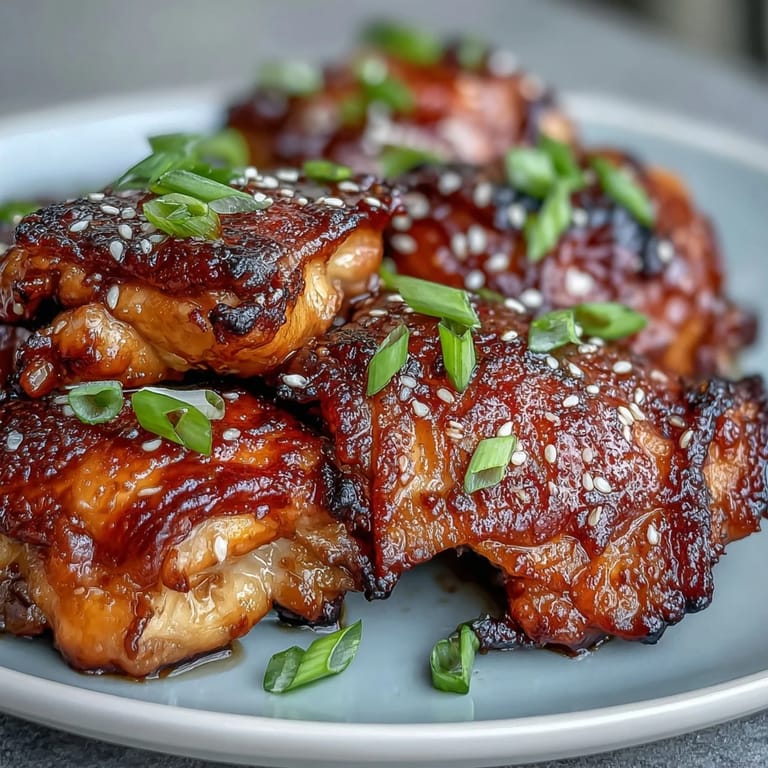 Tender, sticky soy glazed chicken thighs ready for a delicious family dinner.