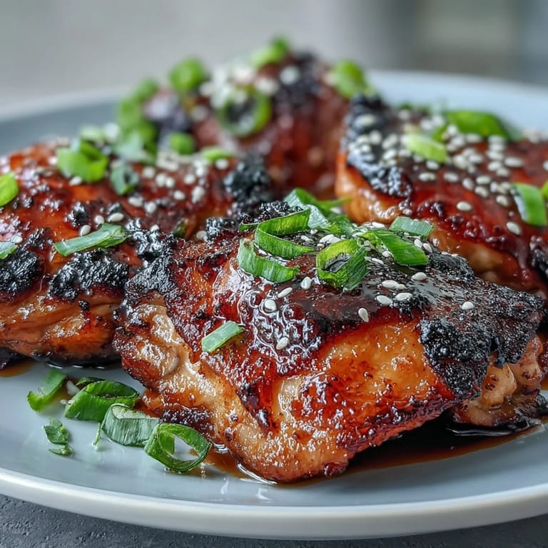 Juicy oven-baked soy glazed chicken thighs, a sweet and savory Asian favorite.