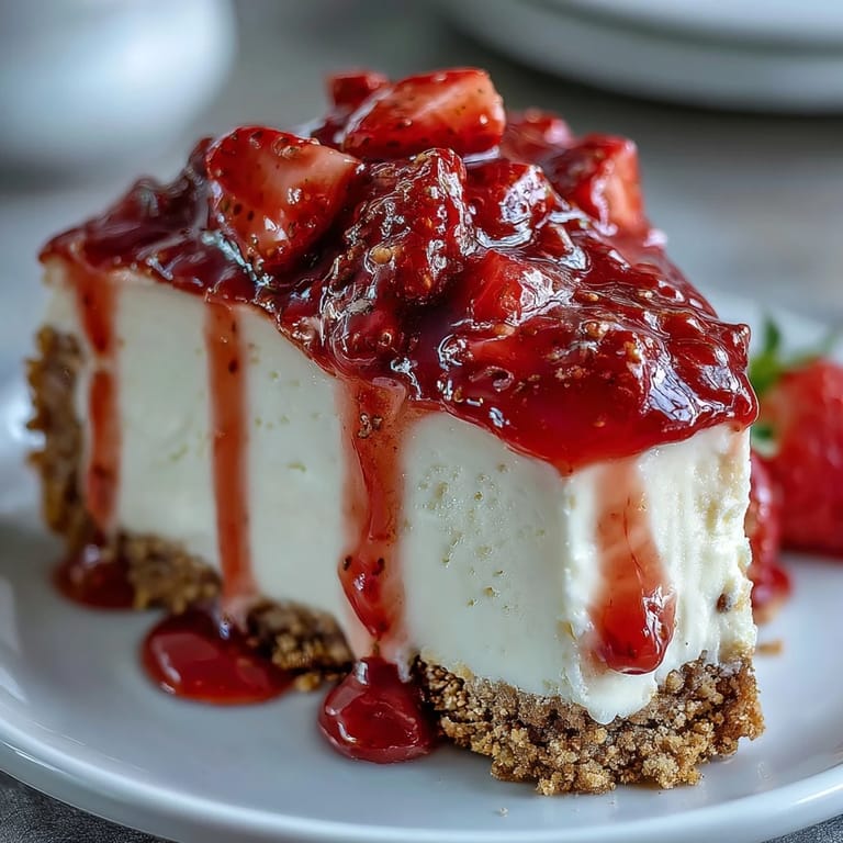  Luscious no-bake strawberry cheesecake, perfectly chilled for a summer treat.