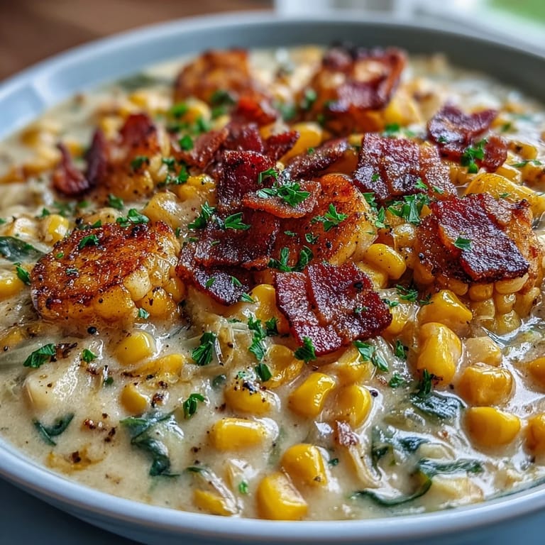 Hearty Cabbage Corn Chowder recipe, showing colorful vegetables and a rich broth.