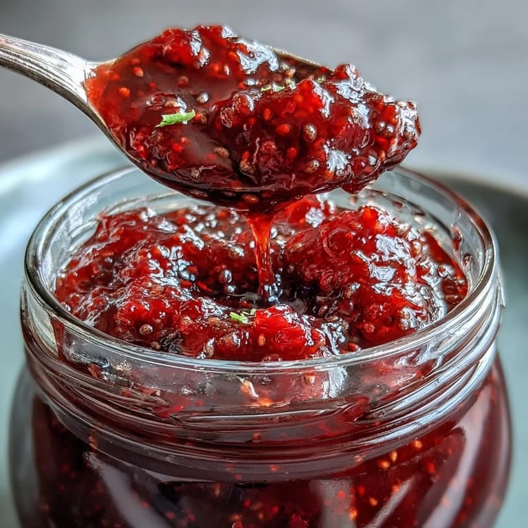 Easy Raspberry Lemon Chia Jam, glistening with sweet-tart goodness, ready to spoon.