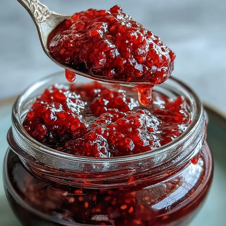 Homemade Raspberry Lemon Chia Jam, showcasing thick berries, perfect for breakfast toast.