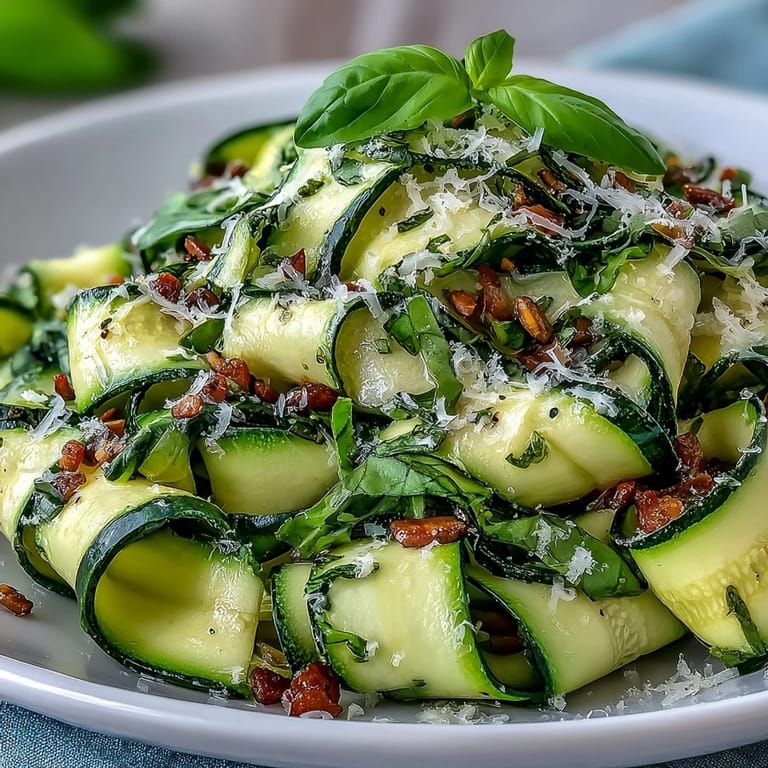 Taste summer with this Shaved Zucchini Ribbon Salad with Lemon and Parmesan, a delightful vegetarian dish.