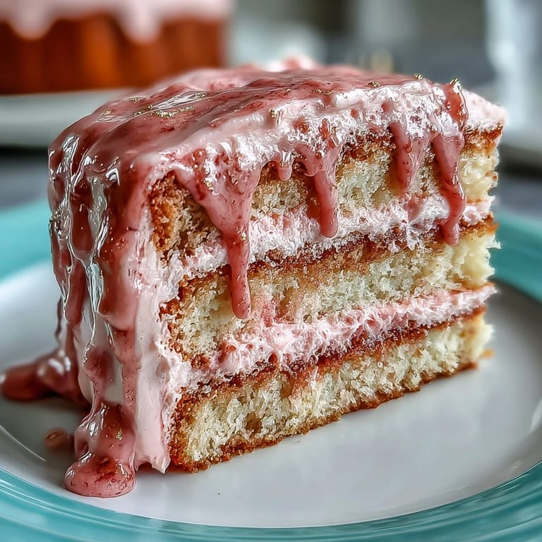 Elegant Rosé Velvet Cake artfully decorated with a shimmering champagne-colored drip.