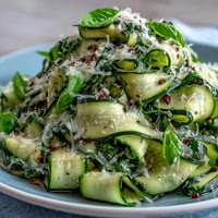 Shaved Zucchini Ribbon Salad with Lemon and Parmesan: vibrant green ribbons bright with lemon zest.